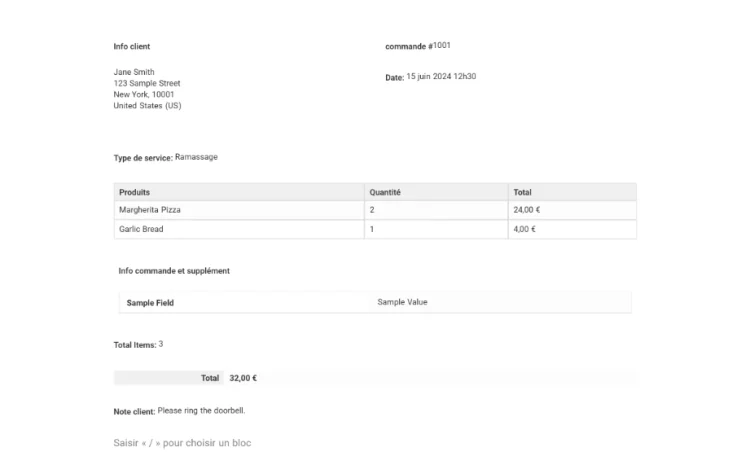  Confirmation de commande